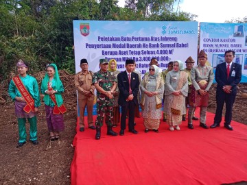 Danramil 406-06/Tugumulyo kapten INF Mariyono Hadiri Peletakan Batu Pertama Pembangunan bang Sumsel babel