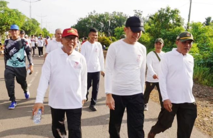 Danramil Tugumulyo Kapten Inf Mariyono Menghadiri Jalan Santai Peringatan Hari Jadi Kabupaten Musi Rawas Ke 81