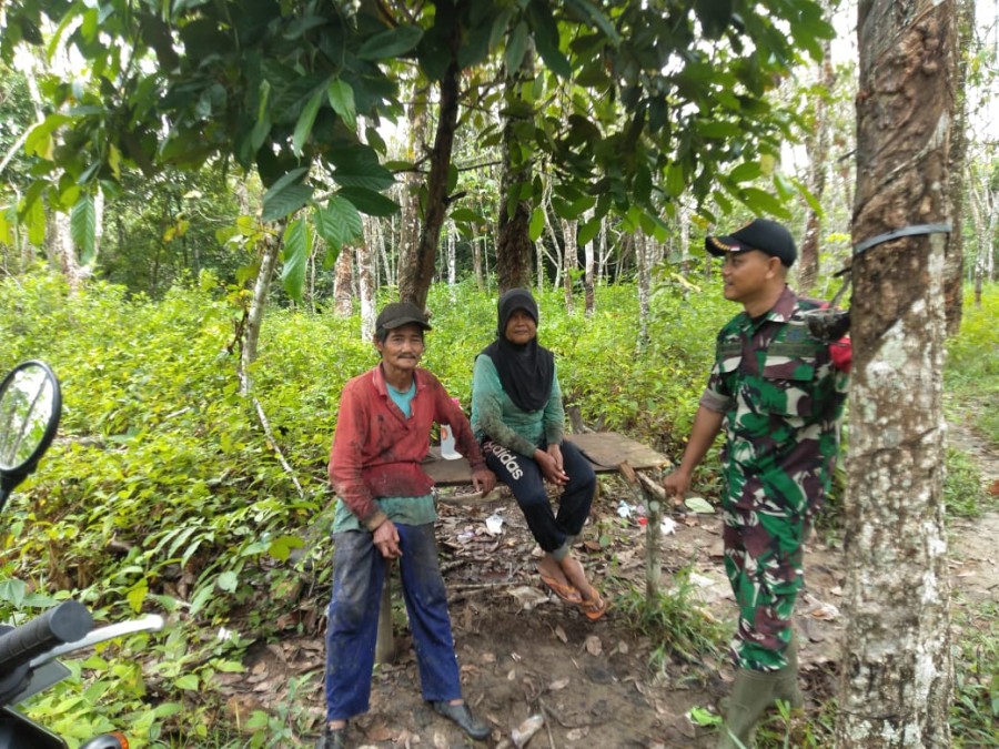 Babinsa Koramil 406-04/Muara Lakitan Sambangi Petani Karet di wilayah binaan