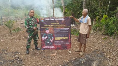 Cegah Kebakaran Hutan Babinsa Koramil 406-09/Terawas Melaksanakan Patroli Kahutla.