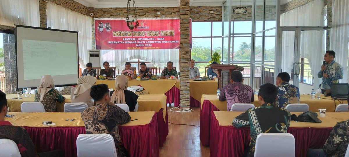 Pelda Rudi Yanto Hadiri Kegiatan rapat Kerja Teknis Panwaslu di Kecamatan Megang Sakti