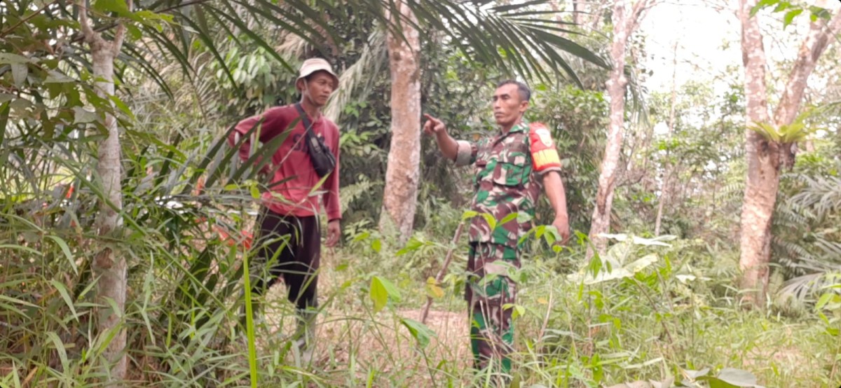 Babinsa Koramil 406-04/Muara Lakitan Serka Bambang Irawan Jalin Komunikasi Sosial dengan Masyarakat Petani Sawit di Desa Binaan