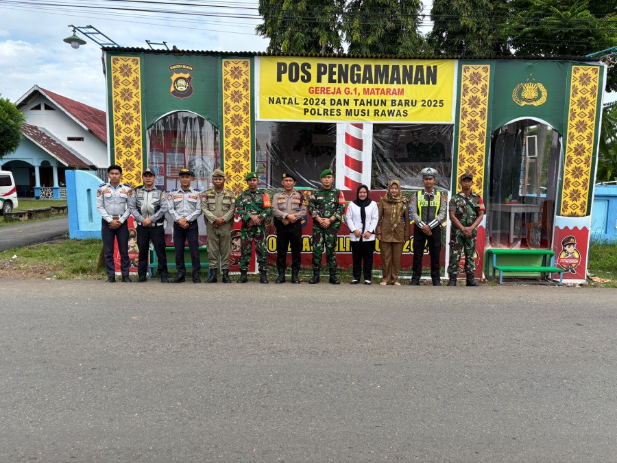 Ciptakan Wilayah yang Ama dan kondusif Babinsa jajaran kodim 0406/ LubukLinggau siaga di pos”pengamanan natal dan tahun baru.