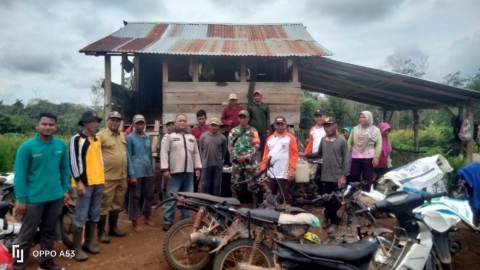 Babinsa Serda Suryanda Laksanakan Pendampingan Panen Padi Gogo di Lahan Anggota Kelompok Tani Cahaya Tani