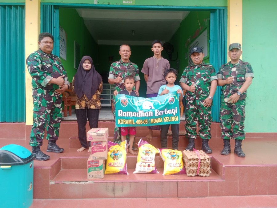 Berbagi Di Bulan Ramadhan Koramil 406-05/Muara Kelingi Memberikan Sembako di Panti Asuhan