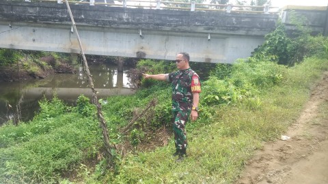 Babinsa Koramil 406-06/Tugumulyo Pantau Wilayah Rawan Banjir di Desa Sukarjo
