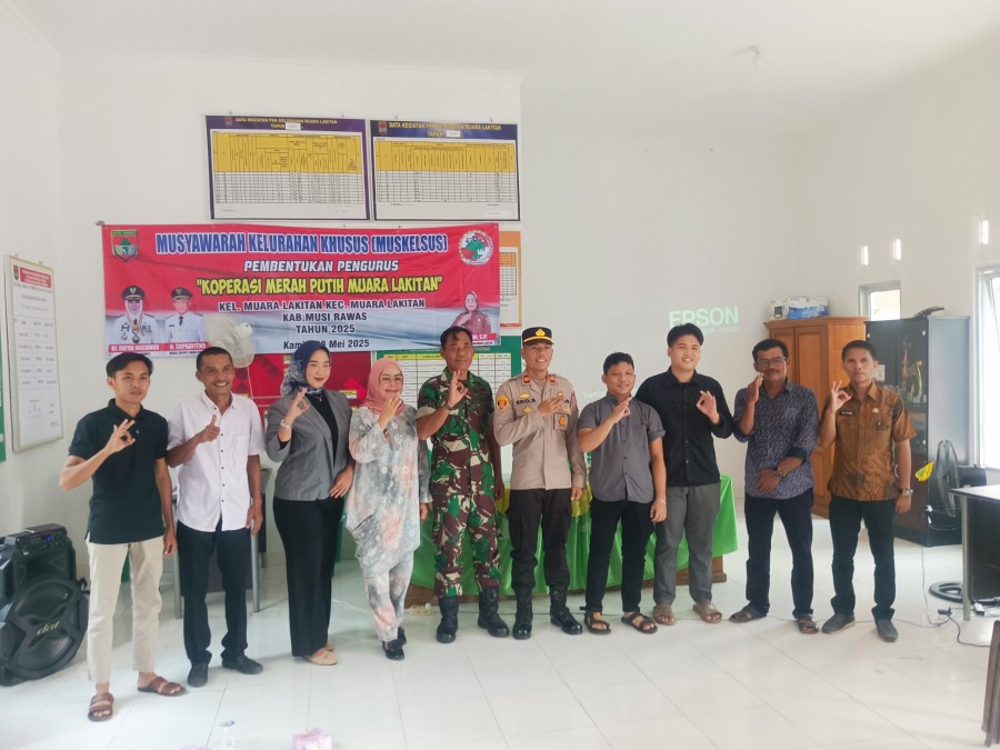 Babinsa Koramil 406-04/Muara Lakitan Hadiri Muskelsus Pembentukan Pengurus Koperasi Merah Putih