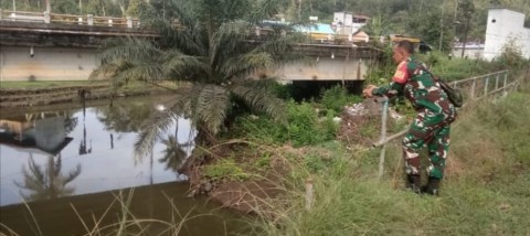 Babinsa Koramil 406-06/Tugumulyo Laksanakan Pengecekan Debit Air Sungai di Wilayah Kecamatan Tugumulyo