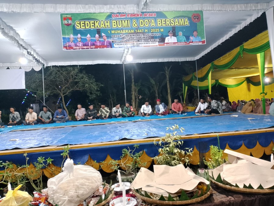 Babinsa Koramil 406-06/Tugumulyo Hadiri Acara Sedekah Bumi di Desa Kalibening