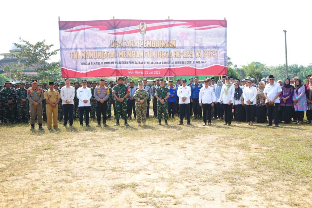 Kodim 0406/Lubuklinggau Gelar Upacara Pembukaan TMMD ke-125 Tahun 2025 di Desa Kota Baru SP 7 Cecar