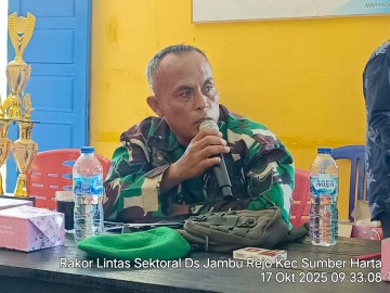 Babinsa Koramil 406-09/Terawas Hadiri Rapat Sektoral di Desa Jambu Rejo