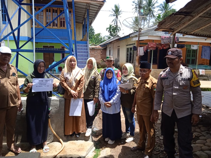 Babinsa Koramil 406-06/Tugumulyo Hadiri Pengecekan Titik 100% Pembangunan Tahap II di Desa Kebur