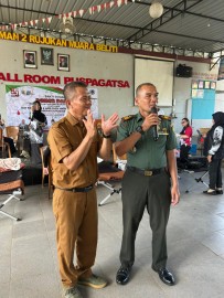 Danramil 406-06/Tugumulyo Hadiri Bakti Sosial Donor Darah HUT PGRI ke-80 Kabupaten Musi Rawas