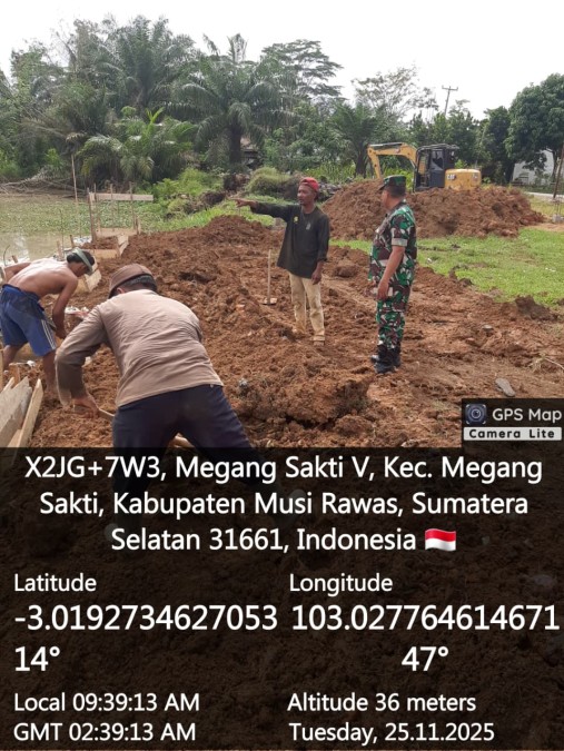 Danramil Lakukan Pemantauan Proses Pembangunan KDKMP di Desa Megang Sakti V