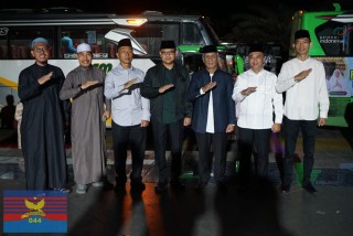 Kasdim 0406/Lubuklinggau Bersama Wakil Wali Kota dan Forkopimda Sambut Kepulangan Jamaah Haji Kota Lubuklinggau
